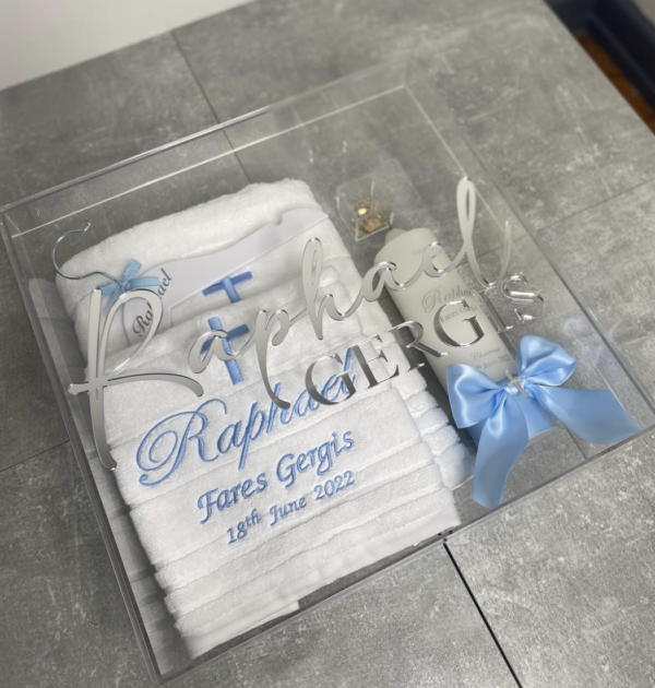 Squared Acrylic Christening Box with Personalisation